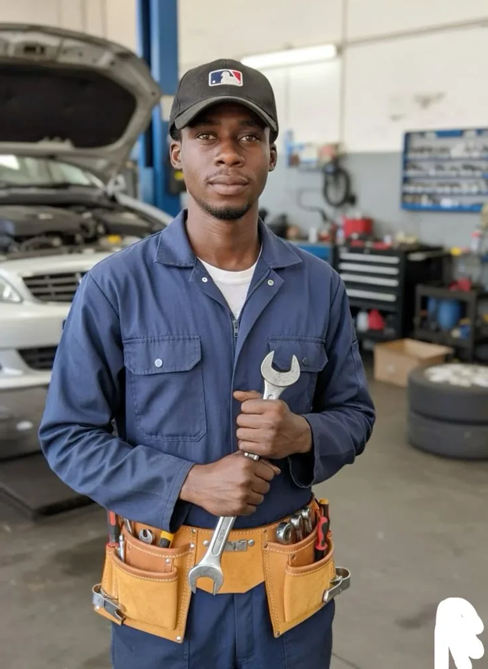 Mécanicien certifié au travail dans un garage à Douala